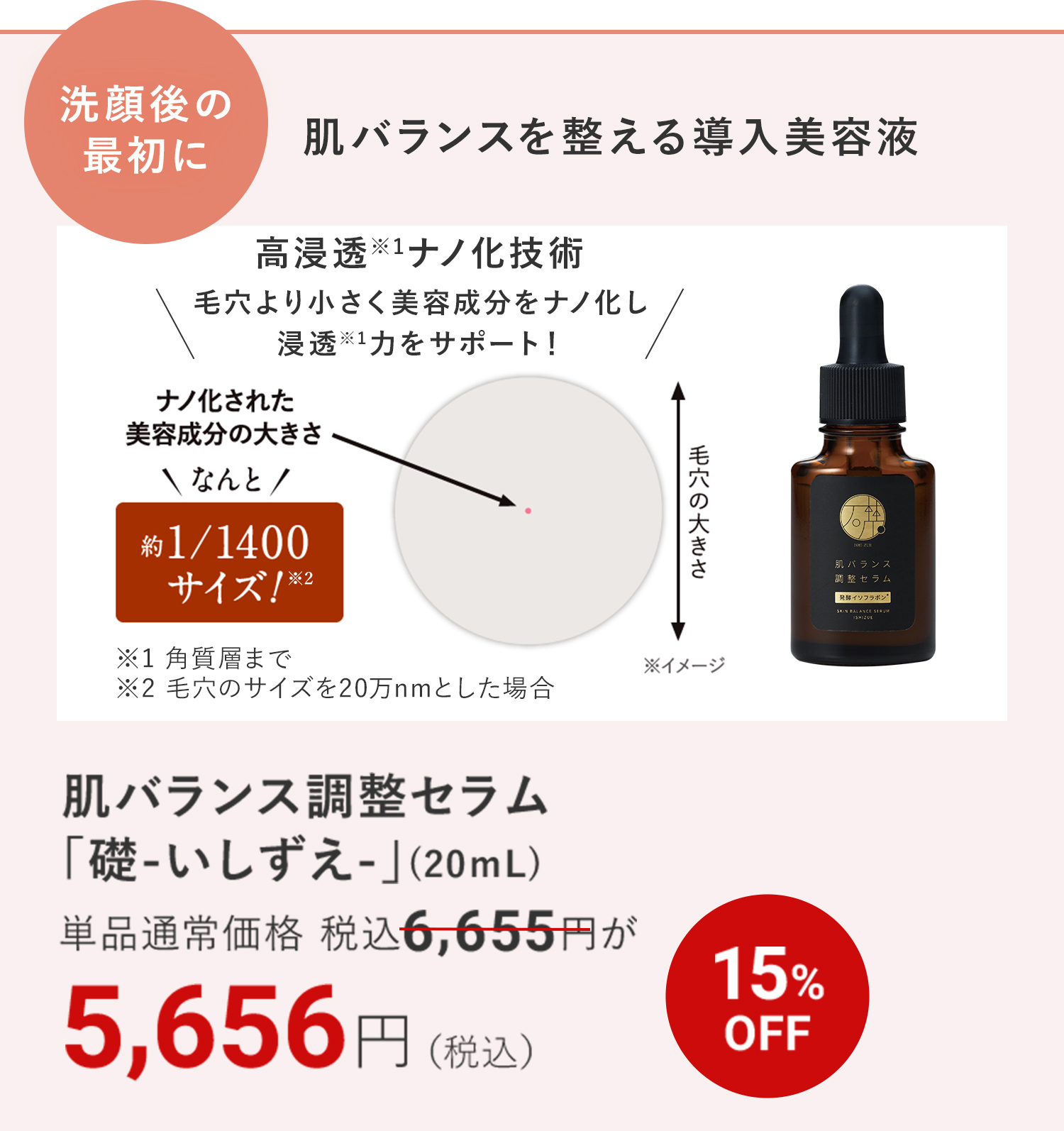 肌バランスを整える導入美容液 肌バランス調整セラム「礎-いしずえ-」(20ｍL)