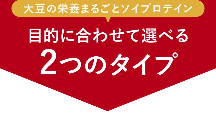 大豆の栄養まるごとソイプロテイン。目的に合わせて選べる3つのタイプ