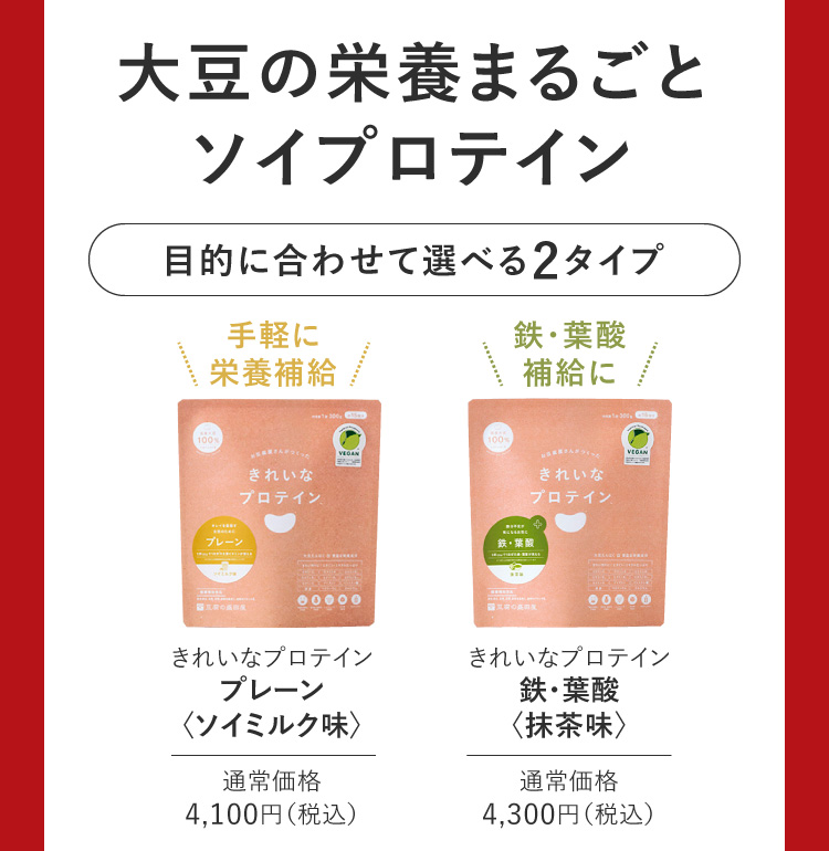 大豆の栄養まるごとソイプロテイン 目的に合わせて選べる3タイプ