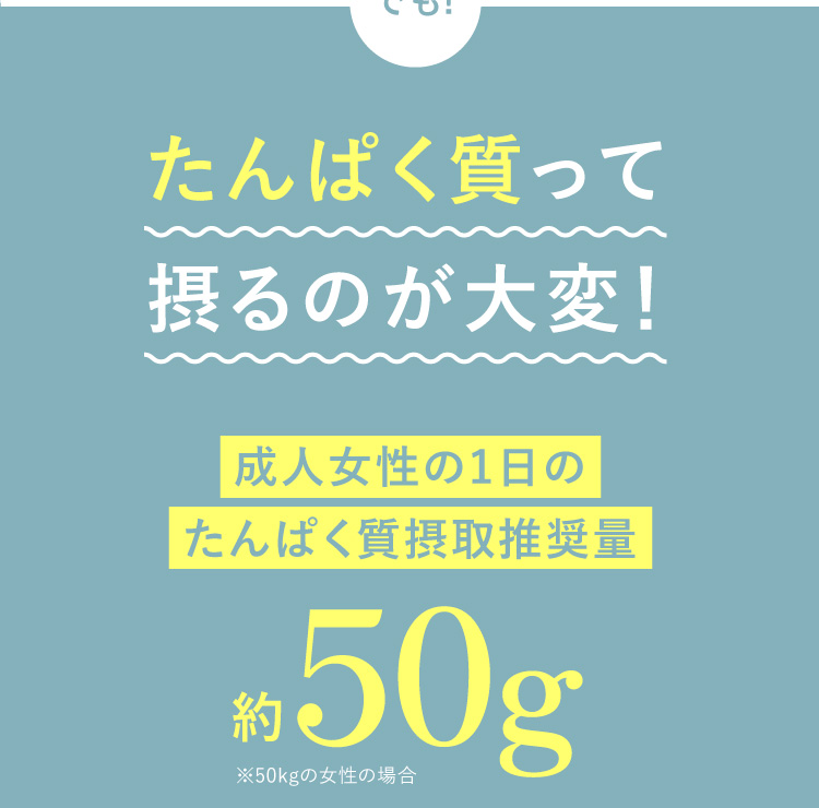 タンパク質って摂るのが大変！体重50kgの成人女性の1日のタンパク質摂取推奨量は約50g