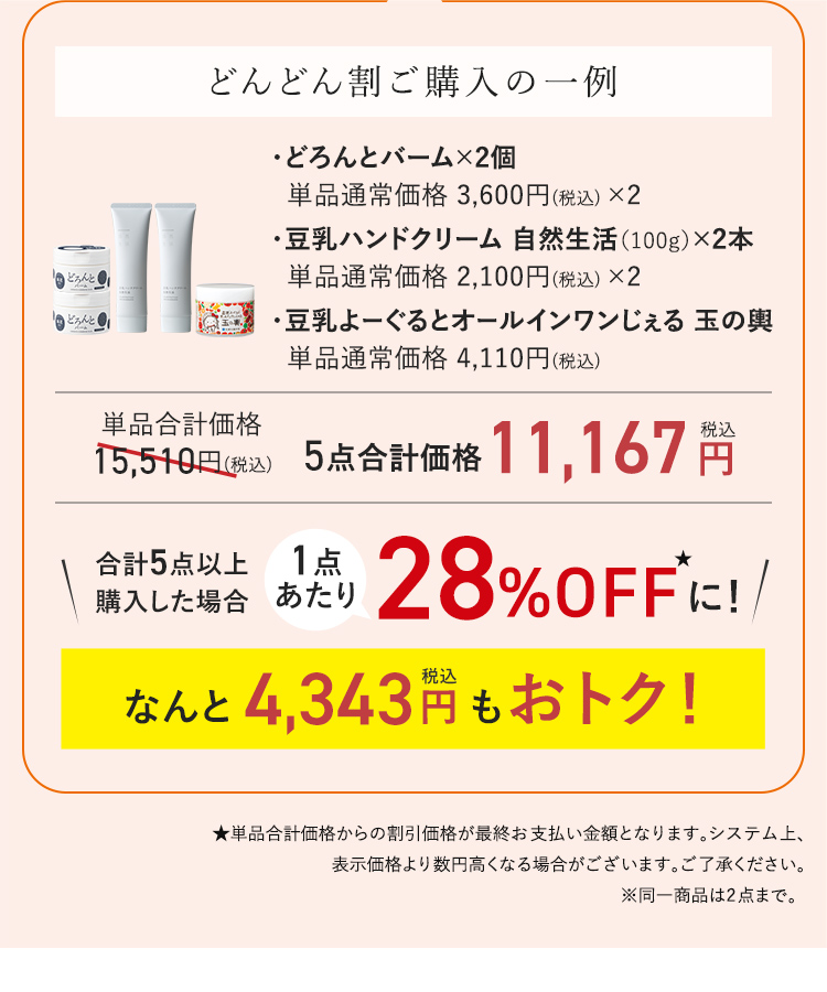 どんどん割ご購入例の一例