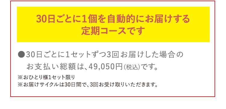 30日ごとに１個を自動的にお届けする定期コースです