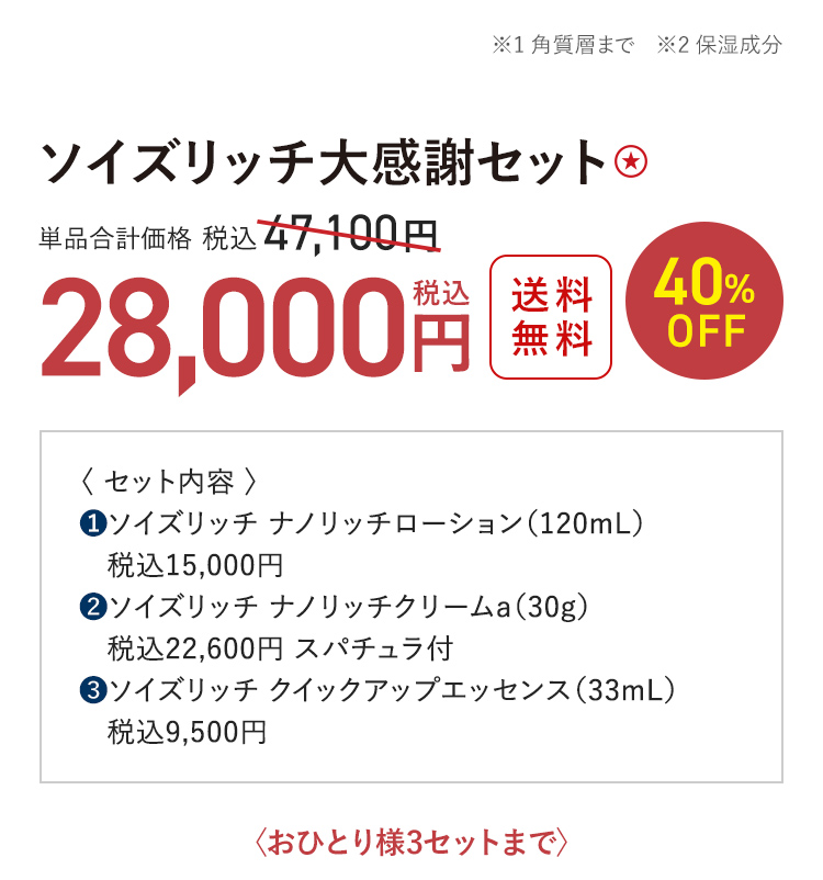 ソイズリッチ大感謝セット ★ 送料無料 40%OFF 単品合計価格 税込47,100円 → 税込28,000円