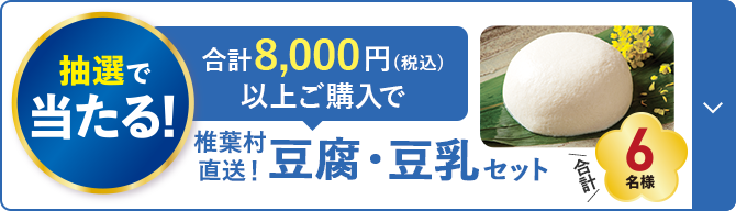 抽選で当たる! 合計8,000円(税込) 以上ご購入で 椎葉村直送！豆腐・豆乳セット 合計6名様