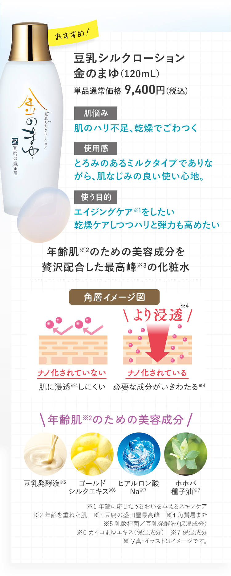 おすすめ! 豆乳シルクローション金のまゆ (120mL) 単品通常価格 9,400円(税込)