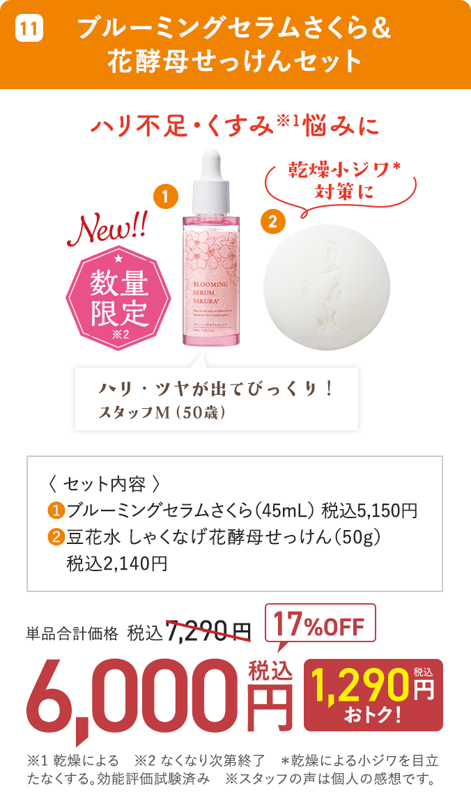 ブルーミングセラムさくら＆花酵母せっけんセット