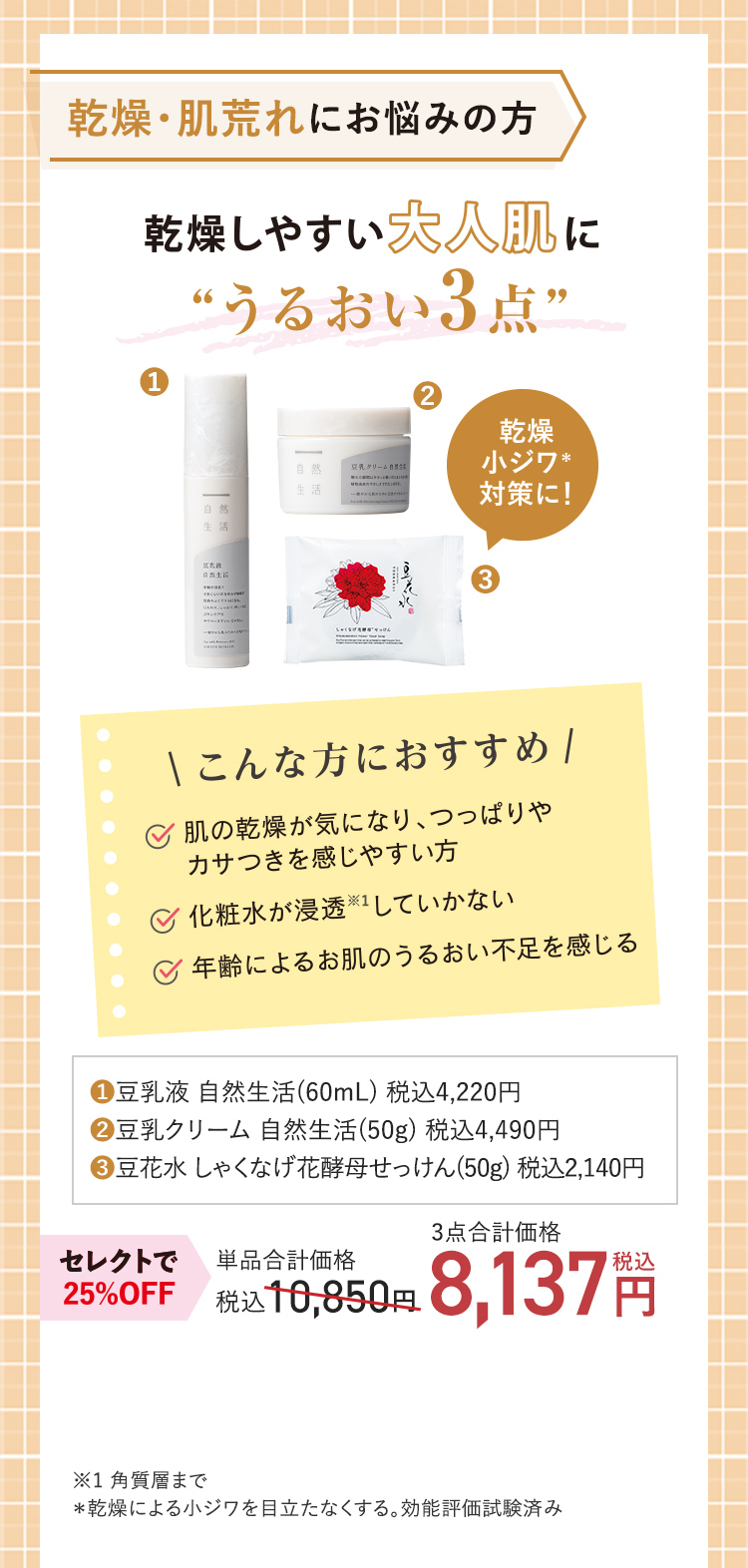 乾燥・肌荒れにお悩みの方