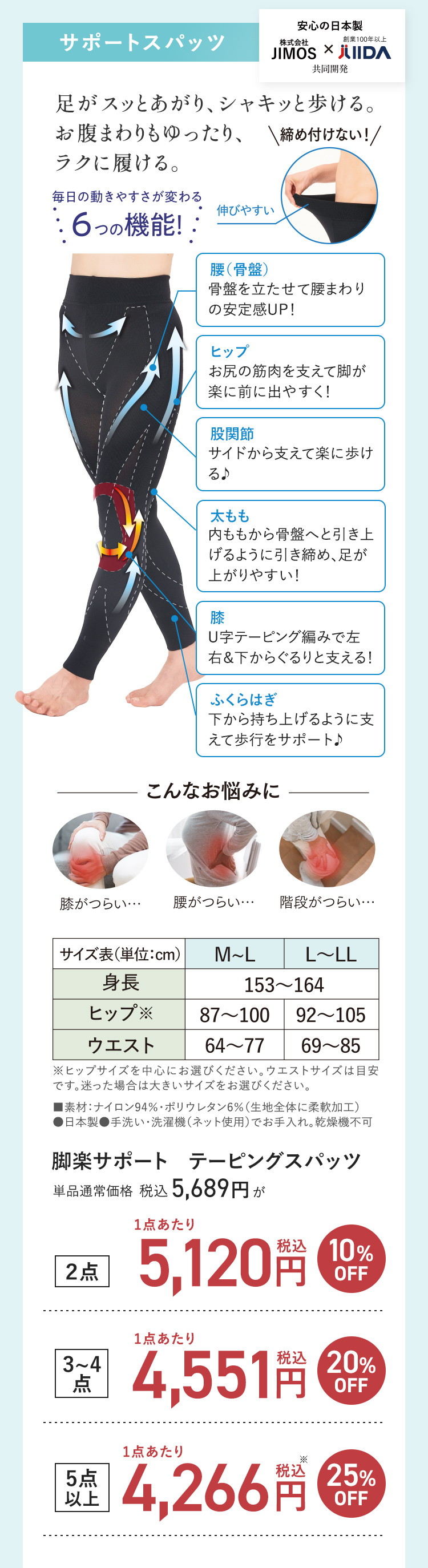 脚楽サポート テーピングスパッツ