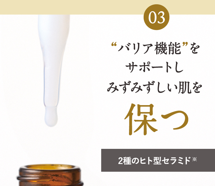03 “バリア機能”をサポートしみずみずしい肌を保つ 2種のヒト型セラミド※