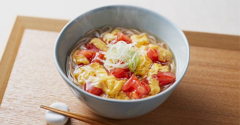 トマトと卵のあんかけ中華大豆麺