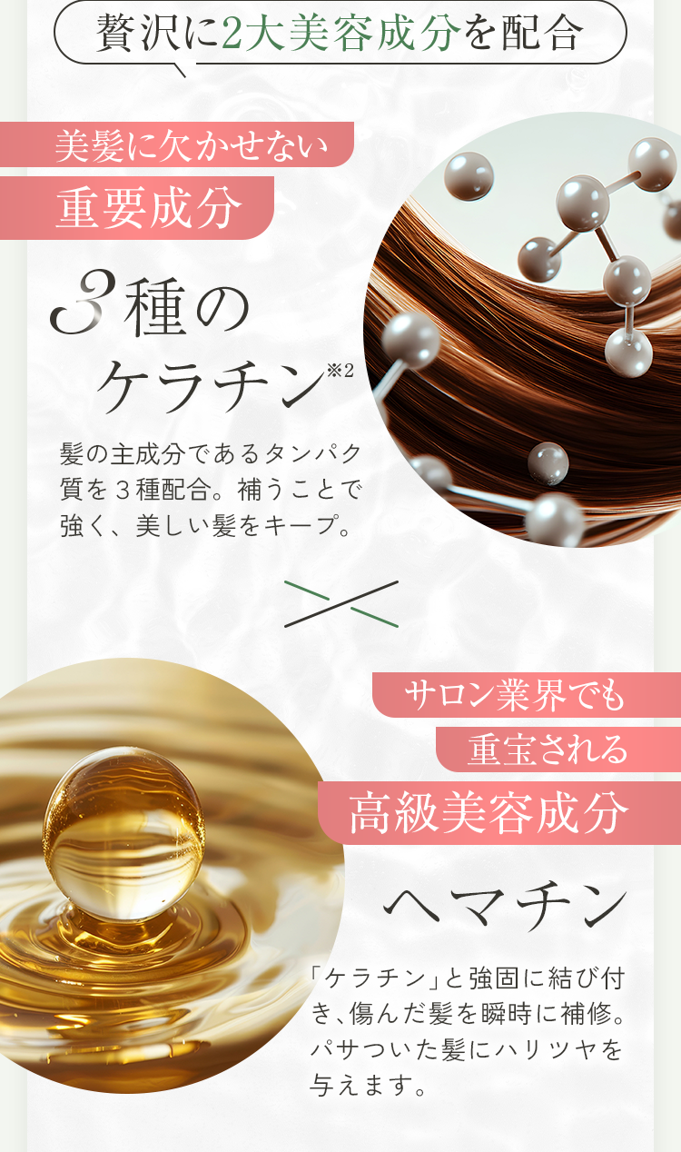 美髪に欠かせない重要成分 3種のケラチン サロン業界でも重宝される高級美容成分 ヘマチン