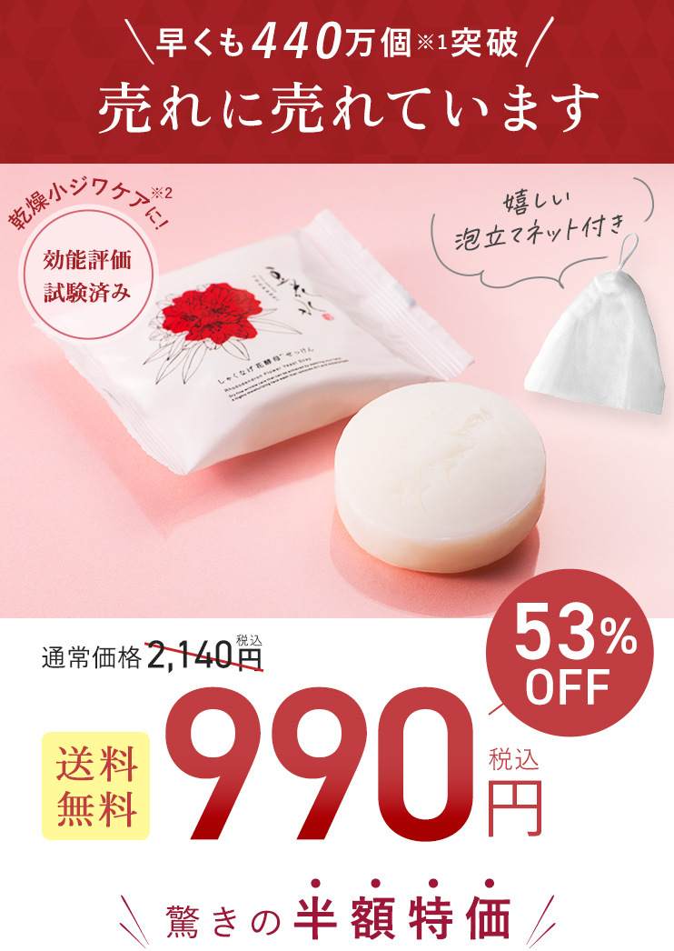 早くも440万個※1突破 売れに売れています 通常価格 税込2,140円→税込990円 送料無料 驚きの半額特価