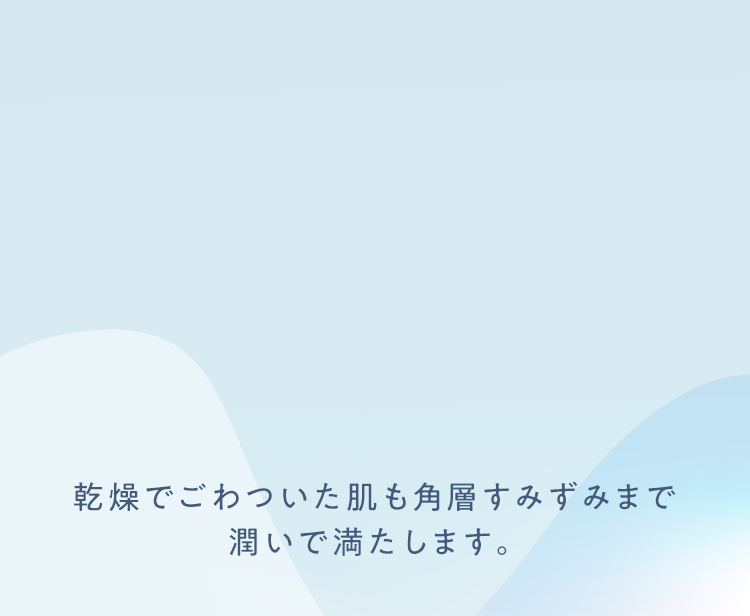 乾燥でごわついた肌も角層すみずみまで潤いで満たします。