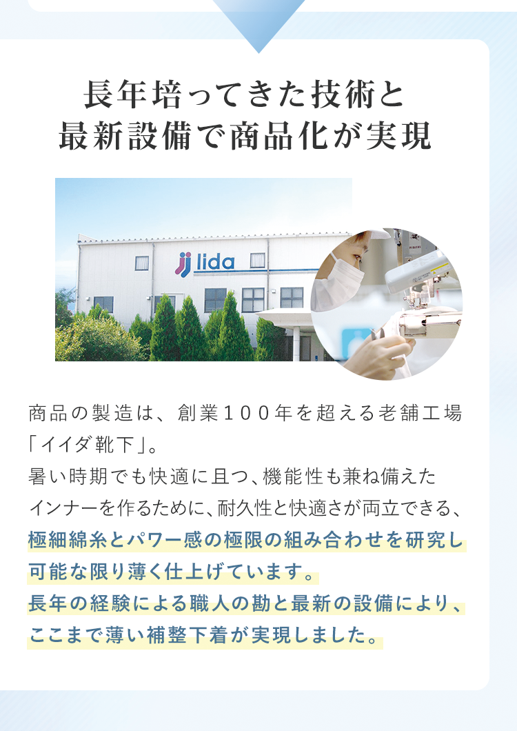 長年培ってきた技術と最新設備で商品化が実現