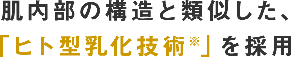 肌内部の構造と類似した、「ヒト型乳化技術」を採用