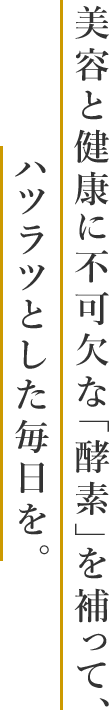 美容と健康に不可欠な「酵素」を補って、ハツラツとした毎日を。