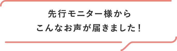 先行モニター様からこんなお声が届きました！